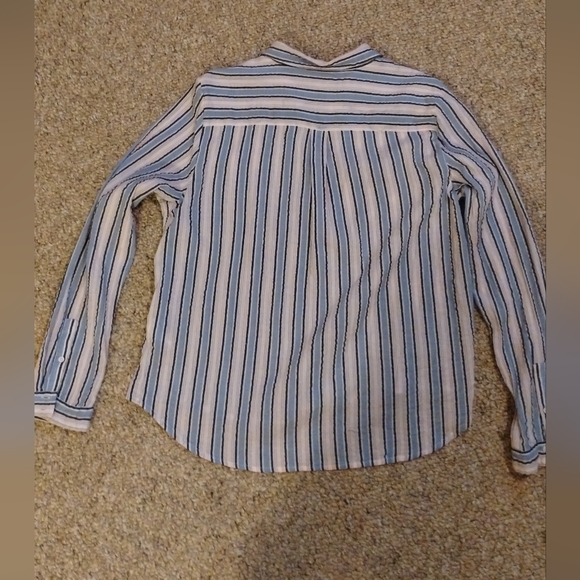 Blue & Red Striped Long Sleeve Button Down Shirt - Picture 2 of 4